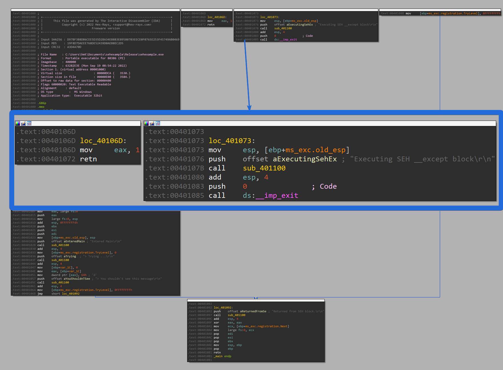 IDA SEH HandlerFunc in graph view